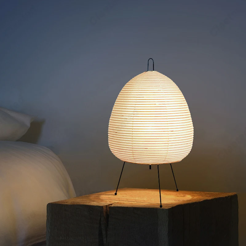 Tripod Rice Paper Table Lamp with LED Light for Bedroom and Office Use