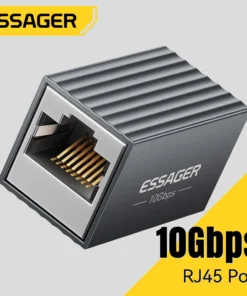 Essager 10Gbps RJ45 Connector Female to Female Gigabit Network Extender Extension for Cat8 Cat7 Cat6 Ethernet Cable Adapter