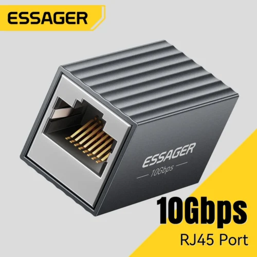 Essager 10Gbps RJ45 Connector Female to Female Gigabit Network Extender Extension for Cat8 Cat7 Cat6 Ethernet Cable Adapter