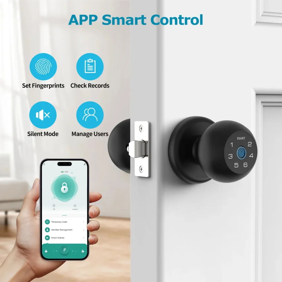 Viladepot Fingerprint Smart Lock - App Control, Touchscreen Keypad, Indoor Use - Image 5