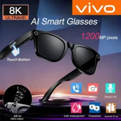 ViVO 8K AI Glasses with 1200MP HD Camera and Bluetooth for Music and Voice Assistant