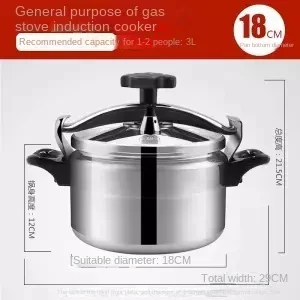 Stainless Steel Pressure Cooker with Explosion-Proof Design, 5L Capacity, Compatible with Induction and Gas Stovetops - 18cm dual purpose