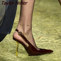 Alternative view of Leather Back Strap Pumps with Pointed Tip Design for Women