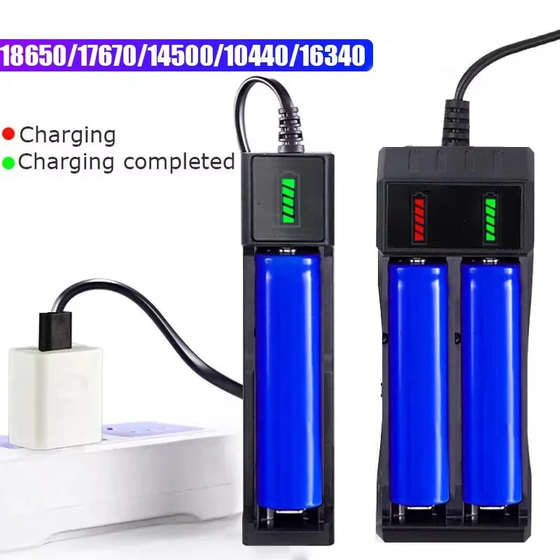 Dual 18650 Battery Charger with USB Rechargeable Ports for 18650, 14500, and 16340 Batteries - Image 4