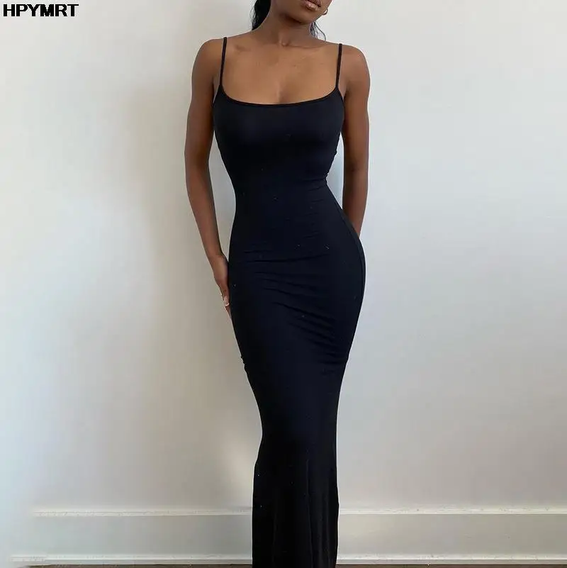 Elegant Satin Maxi Dress for Women - Sleeveless Backless Bodycon Design - Image 2