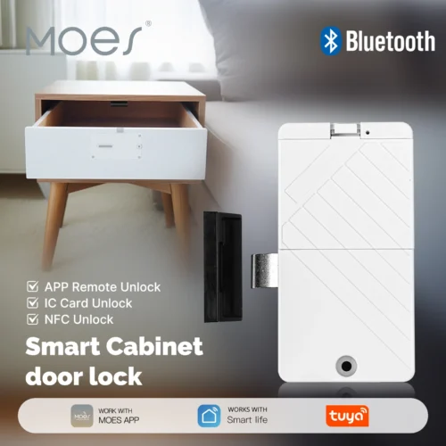 MOES Smart Lock - Bluetooth Keyless Entry with IC Card & App Control for Wooden Doors and Lockers
