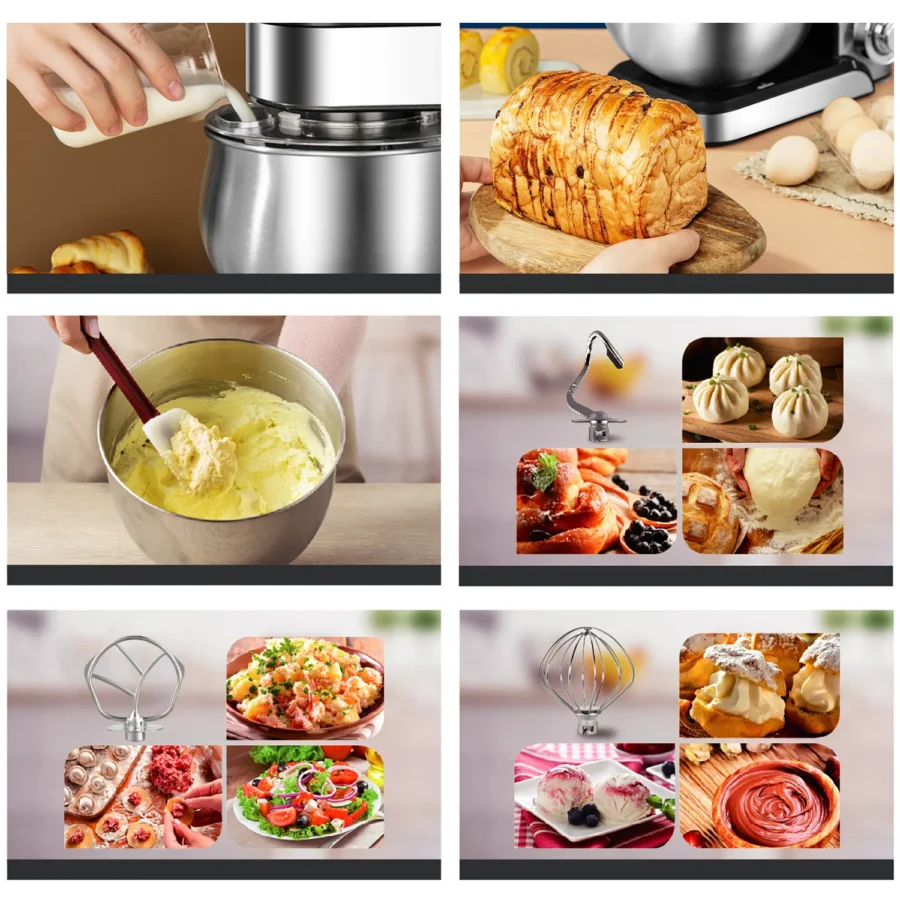 Sonifer 5L Stand Mixer with Stainless Steel Bowl for Baking and Food Preparation - Image 3