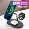 Magnetic Fast Wireless Charger Station with 3-in-1 Design for iPhone, Apple Watch, and AirPods