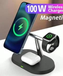 3 in 1 Magnetic Fast Wireless Charger Station For iPhone 16 15 14 13 Pro Max Apple Watch 9 8 Airprods Pro Macsafe Charging Stand