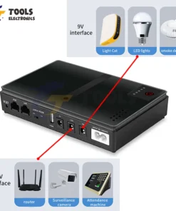 DC Uninterruptible Power Supply (UPS) - 5V/9V/12V Output, 10400mAh Backup Battery for Routers and Monitors