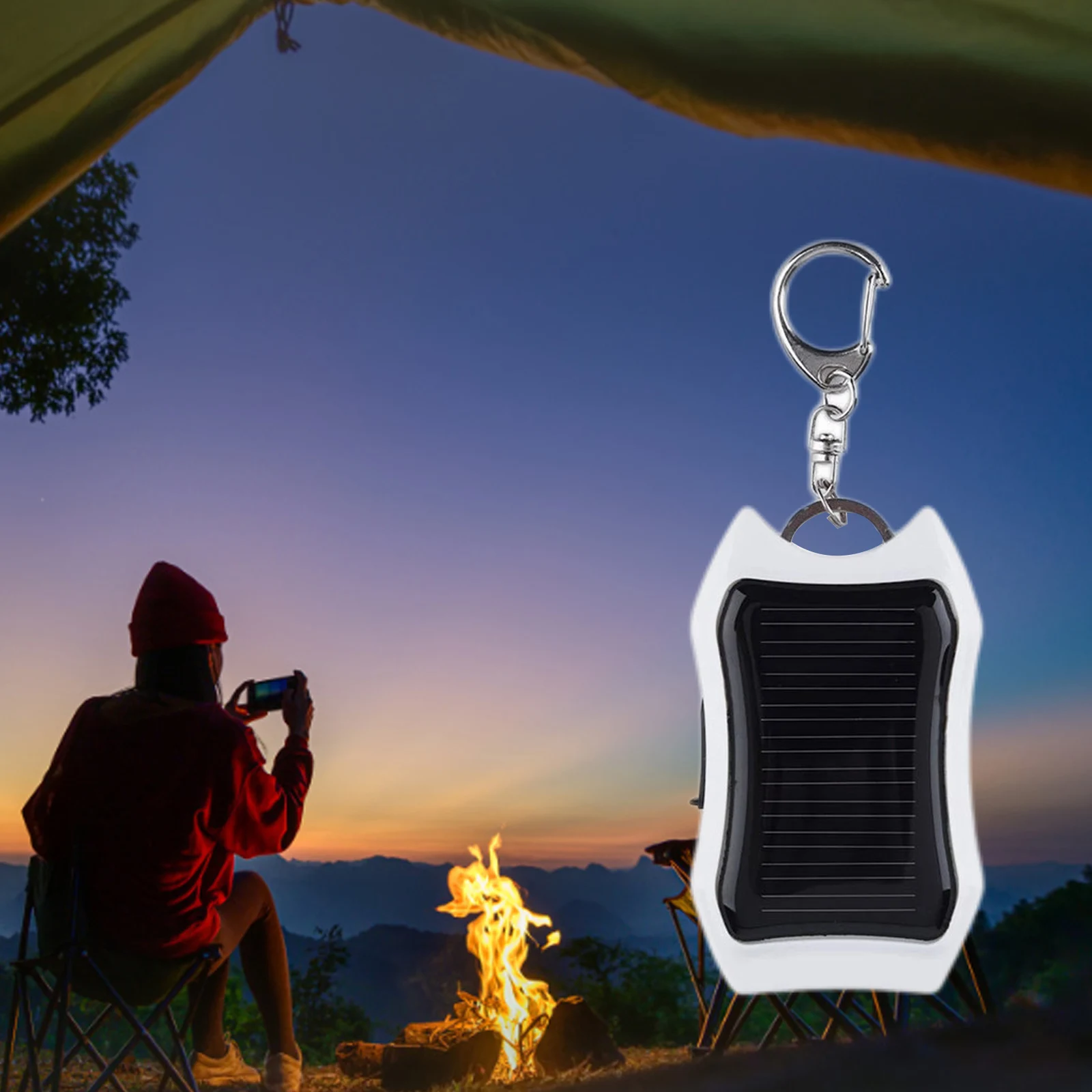 Solar Power Bank Keychain Charger with LED Light, 950mAh Capacity for On-the-Go Charging - Image 5