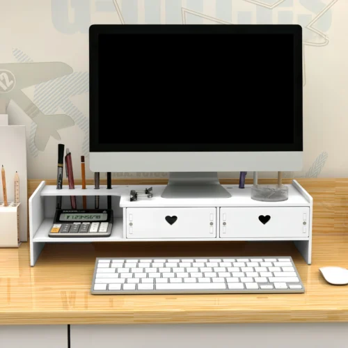Computer Riser Desktop Monitor Stand Office Supplies Drawer Storage Box Elevated Base Desktop Organizer