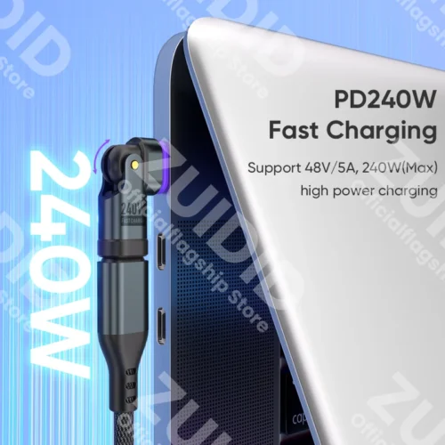 Alternative view of 240W USB C to Type C Magnetic Adapter 16Pin 5A Fast Charge Male to Female Data Converter for Samsung iPhone 15 Pro iPad MacBook