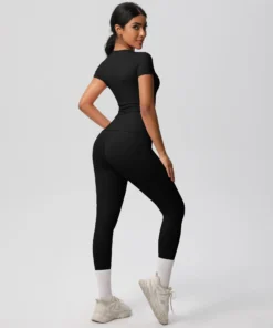 Alternative view of Customized LOGO women's tight-fitting short-sleeved trousers breathable yoga suit running fitness sports yoga suit