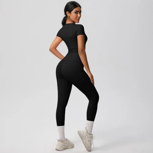 Alternative view of Customized LOGO women's tight-fitting short-sleeved trousers breathable yoga suit running fitness sports yoga suit