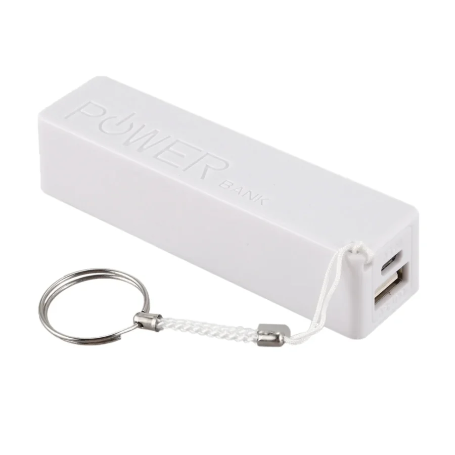 Portable Power Bank Charger (18650) - White, Keychain Included (Batteries Not Included) - Image 3