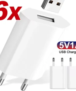 5V/1A USB Wall Charger - EU Plug Smartphone Adapter (1 to 5 Pack)