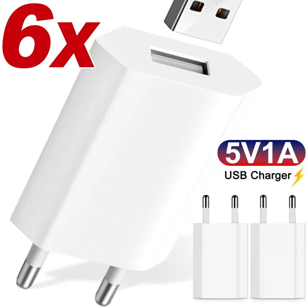 USB Wall Charger with EU Plug, 5V/1A Power Output, Ideal for Smartphones (1 to 5 Pack)
