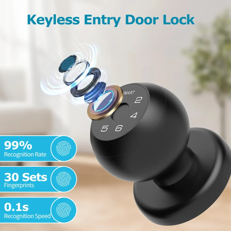 Viladepot Fingerprint Smart Lock - App Control, Touchscreen Keypad, Indoor Use - Image 2