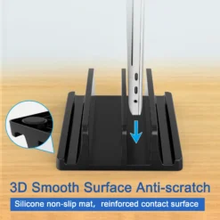 Alternative view of Vertical Laptop Stand with 3-Slot Design for MacBooks, Tablets, and Phones