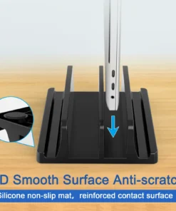 Alternative view of Vertical Laptop Stand - 3-Slot Desk Holder and Docking Station for MacBooks, Tablets, and Phones