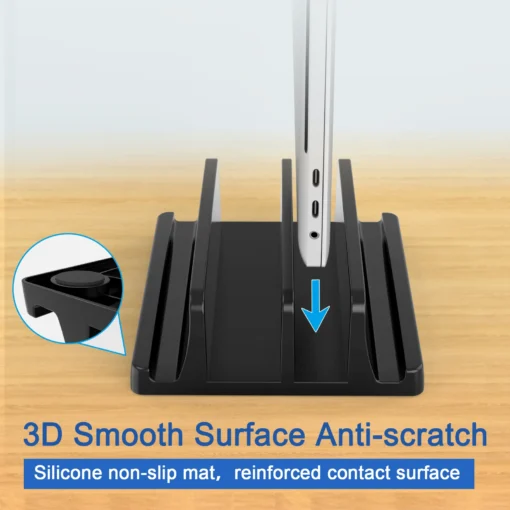 Vertical Laptop Stand with 3-Slot Design for MacBooks, Tablets, and Phones - Image 2