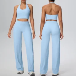 Backless Yoga Set with Breathable Fabric - Lightweight Pants for Women