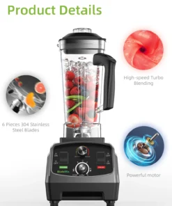 Alternative view of BioloMix 2L Heavy-Duty Blender with Timer – BPA Free, Ideal for Smoothies and Juicing