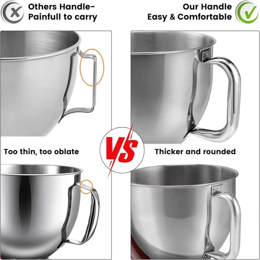 KitchenAid 4.5-5 QT Stainless Steel Mixing Bowl with Handle for Artisan & Classic Tilt-Head Mixers - Image 6