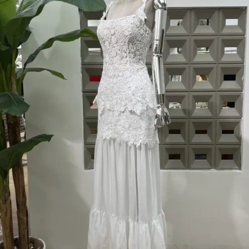 Alternative view of DFDG Women’s Niche Design Lace Top White Skirt Set Cut-Out Waist Blouse Embroidery Spring And Summer Co-ord Outfit 2025