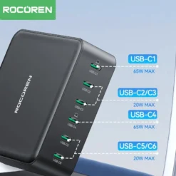 Alternative view of Rocoren 150W USB Type C Desktop Charger with 6 Ports for Fast Charging iPhone 16 15 Pro Max and Other Devices