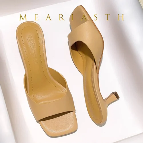 Alternative view of 2025 Fashion Round Toe Ladies Low Heel Slippers Shoes Sandals Spring Summer Female open toe Women Heeled Slides Slippers Pumps