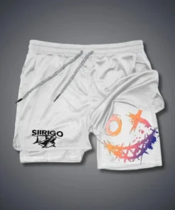 Alternative view of 2024 Men's Smiling Face Printed Fitness Shorts Double-Layer 2-in-1 Quick Drying Fitness Outdoor Leisure Training Sports Shorts