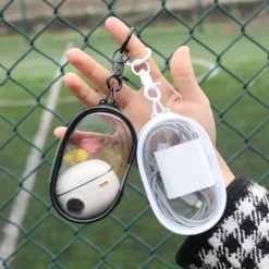 Alternative view of Colorful Transparent Earphone Case Protector with Keychain for Plush Doll Accessories
