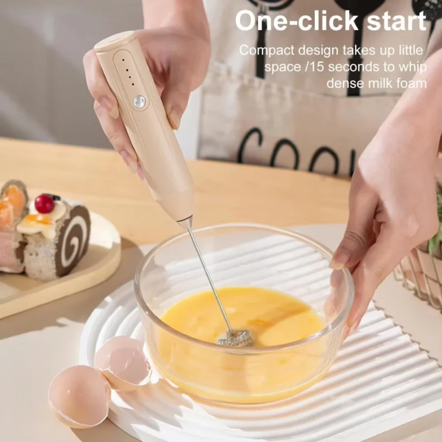 Handheld USB Electric Milk Frother – 3-Speed Wireless Mixer for Coffee and Eggs - Image 3