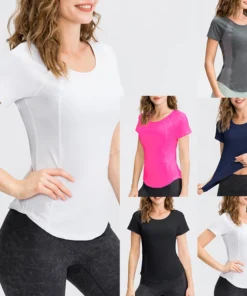 Women Yoga Tops Breathable Sport Fitness Workout Running Yoga Top Quick Dry Short Sleeve Gym T Shirt