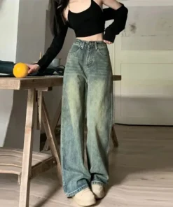 Vintage High-Waisted Slimming Jeans for Women - Casual Bell Bottoms