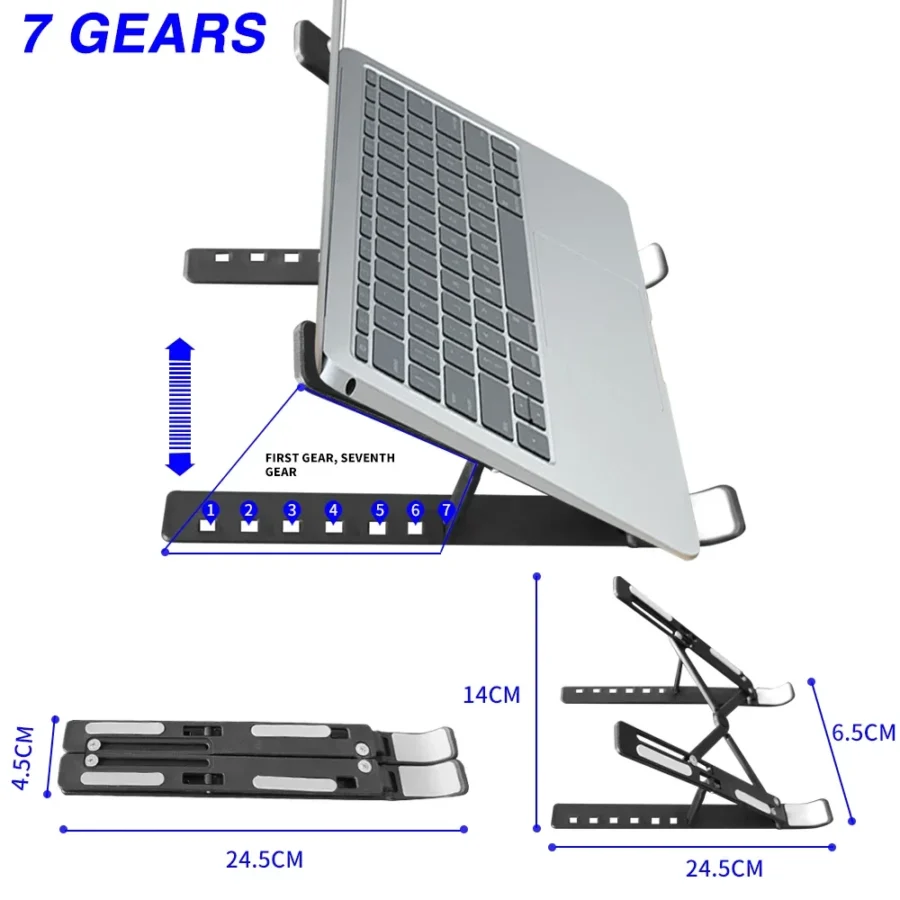 Portable Foldable Laptop Stand - 7 Adjustable Levels, Universal Bracket for MacBook and Tablets - Image 6