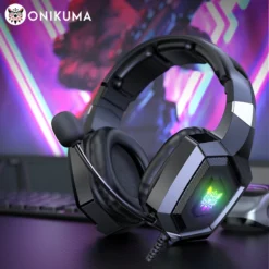 ONIKUMA K8 Over-Ear Gaming Headphones with RGB Lighting and Flexible Mic for PC and Xbox