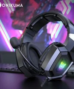ONIKUMA K8 Over-Ear Gaming Headphones with RGB Light and Flexible Mic for PC and Xbox