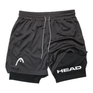 2 in 1 Sports Running Shorts with Quick Dry Feature for Men Fitness Gym Training - 5, M