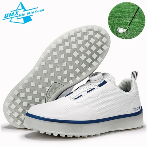 Couple Golf Shoes Men's White Waterproof Rotating buckle Fitness Spikeless Non slip Golf Golfer Training Golf Sneakers Women