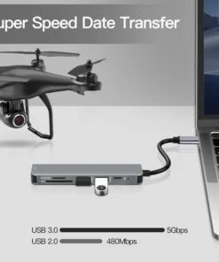 Alternative view of USB C Hub to 4K HDMI-Compatible USB 3.0 2.0 Type C PD Charging Dock for MacBook iPad Samsung S10 Dex TV Mouse Keyboard U Disk