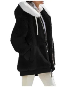 Alternative view of Women's Hooded Fleece Jacket - Solid Color Casual Coat