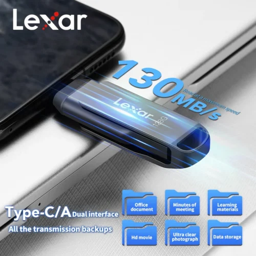 Alternative view of Lexar D400 USB 3.1 Dual Slot Flash Drive - 32GB/64GB/128GB/256GB for Mobile and Computer