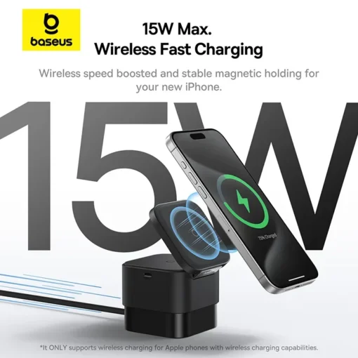 Magnetic Wireless Charger Stand with 25W Fast Charging for iPhone and AirPods - Image 3