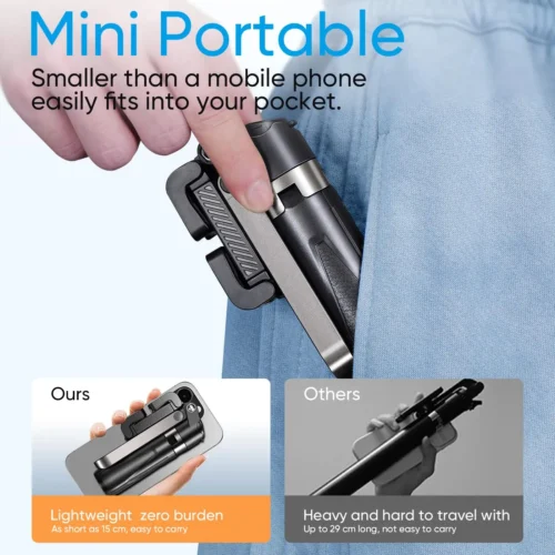 Alternative view of Mini Tripod，2025 New Selfie Stick Tripod with Remote One-Touch Push Button Switch, 360° Rotation with Bluetooth for IPhone