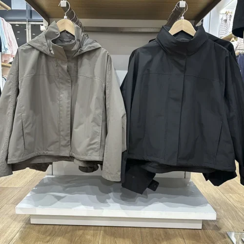 Alternative view of Women's Windproof Stand Collar Hooded Jacket - Lightweight Outdoor Coat