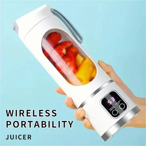 Portable Electric Juicer 450ml - 8-Blade Travel Blender for Shakes and Smoothies