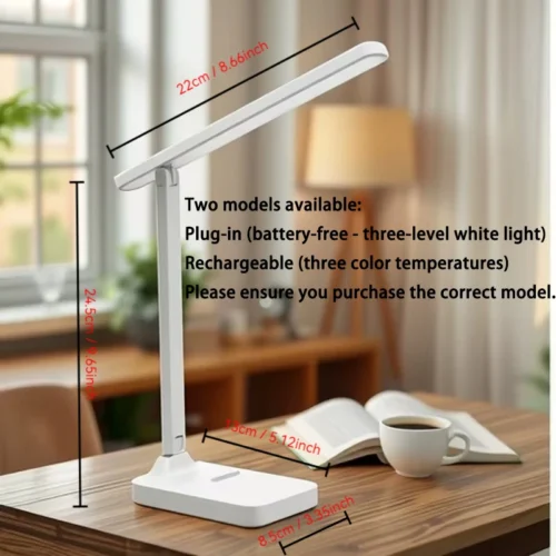 Alternative view of Foldable eye protection desk lamp, supports three-speed dimming, supports USB charging and plug-in two styles, and has learning